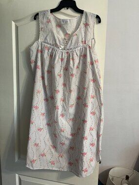 Character Floral Rose Midi Nightgown Lace Trim Cottagecore Sleeveless Large